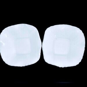 White Milk‎ Glass Diamond Square Candy Trinket Dish Hazel Atlas